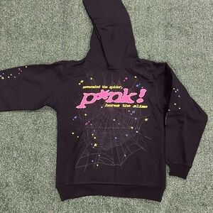 Black and Pink Graphic Hoodie Sweatshirt